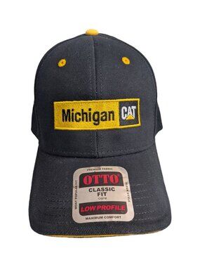 Michigan CAT Caterpillar Adjustable Strapback Baseball Hat Black Yellow OTTO